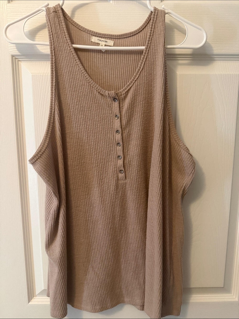 Maurices Ribbed Henley Tank Top - Taupe Beige